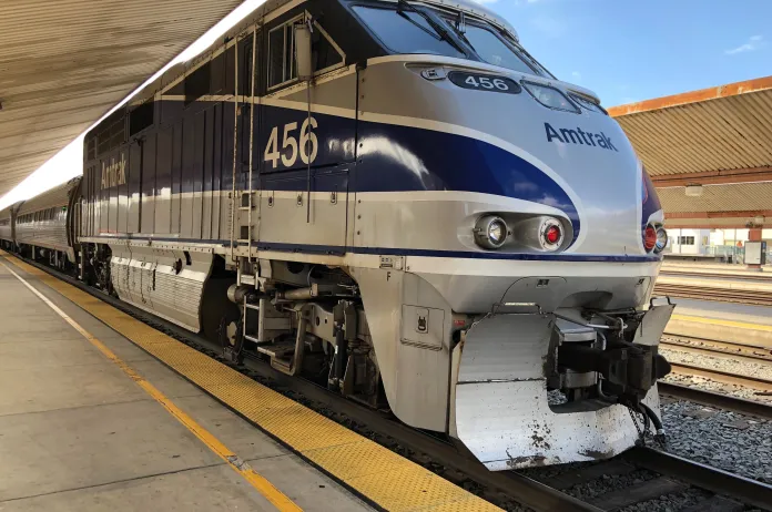 Amtrak train at station