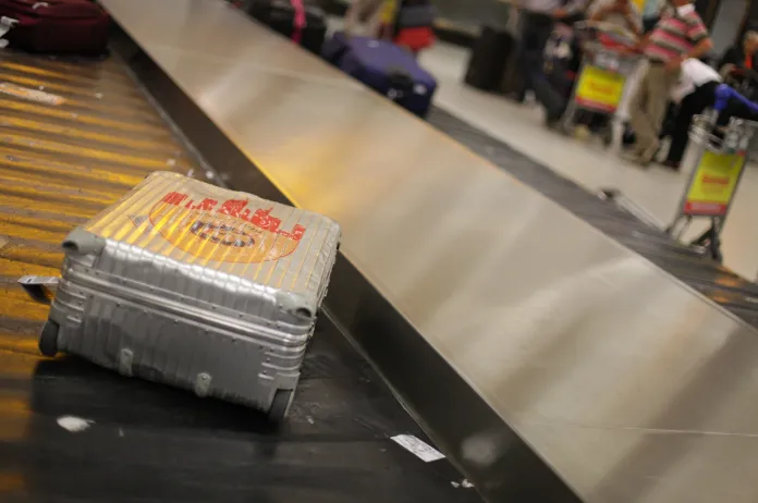 Luggage on conveyor