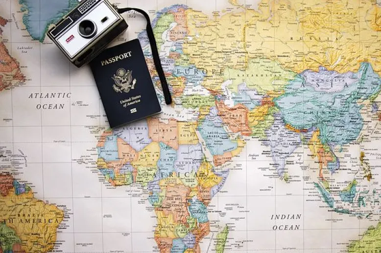 Passport and map