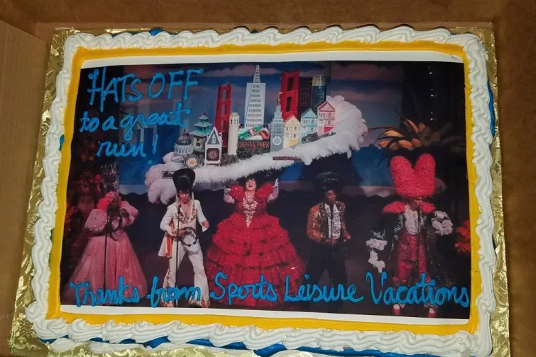 Thank you cake sent to the cast of Beach Blanket Babylon