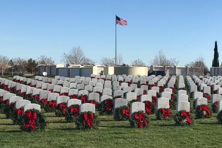 Graves with wreathes