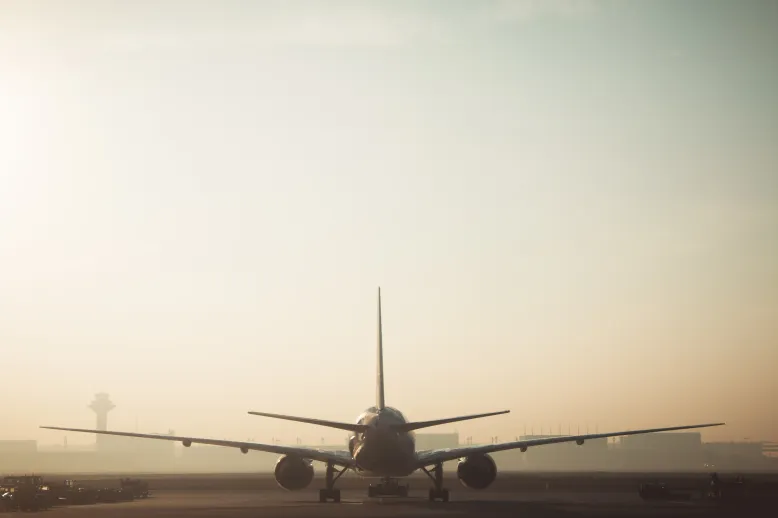 Foggy plane