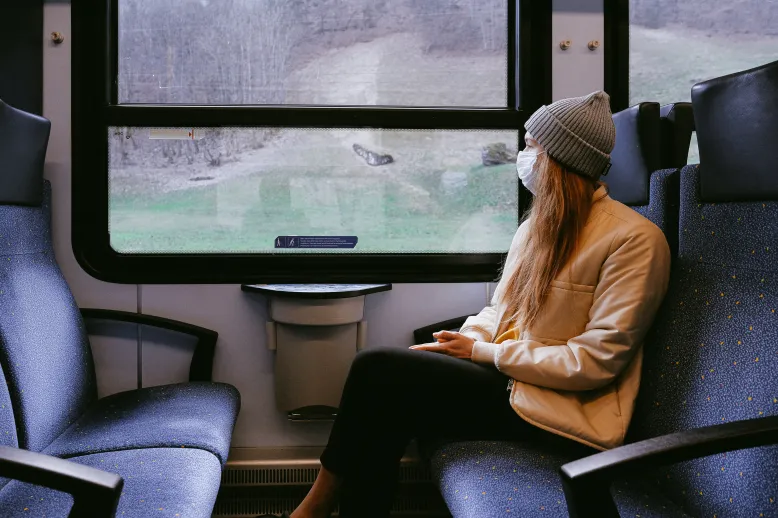 Mask on train