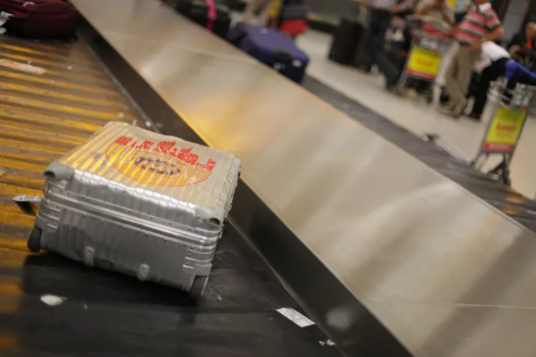 Luggage on conveyor