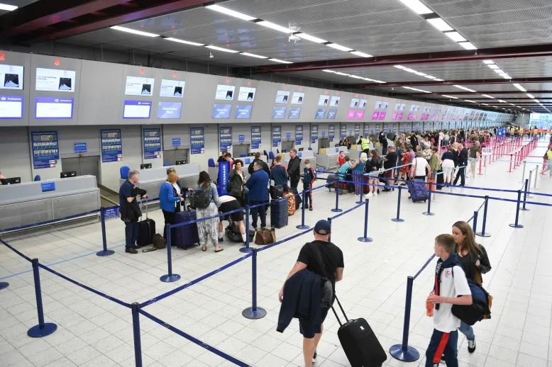 People in line at airport