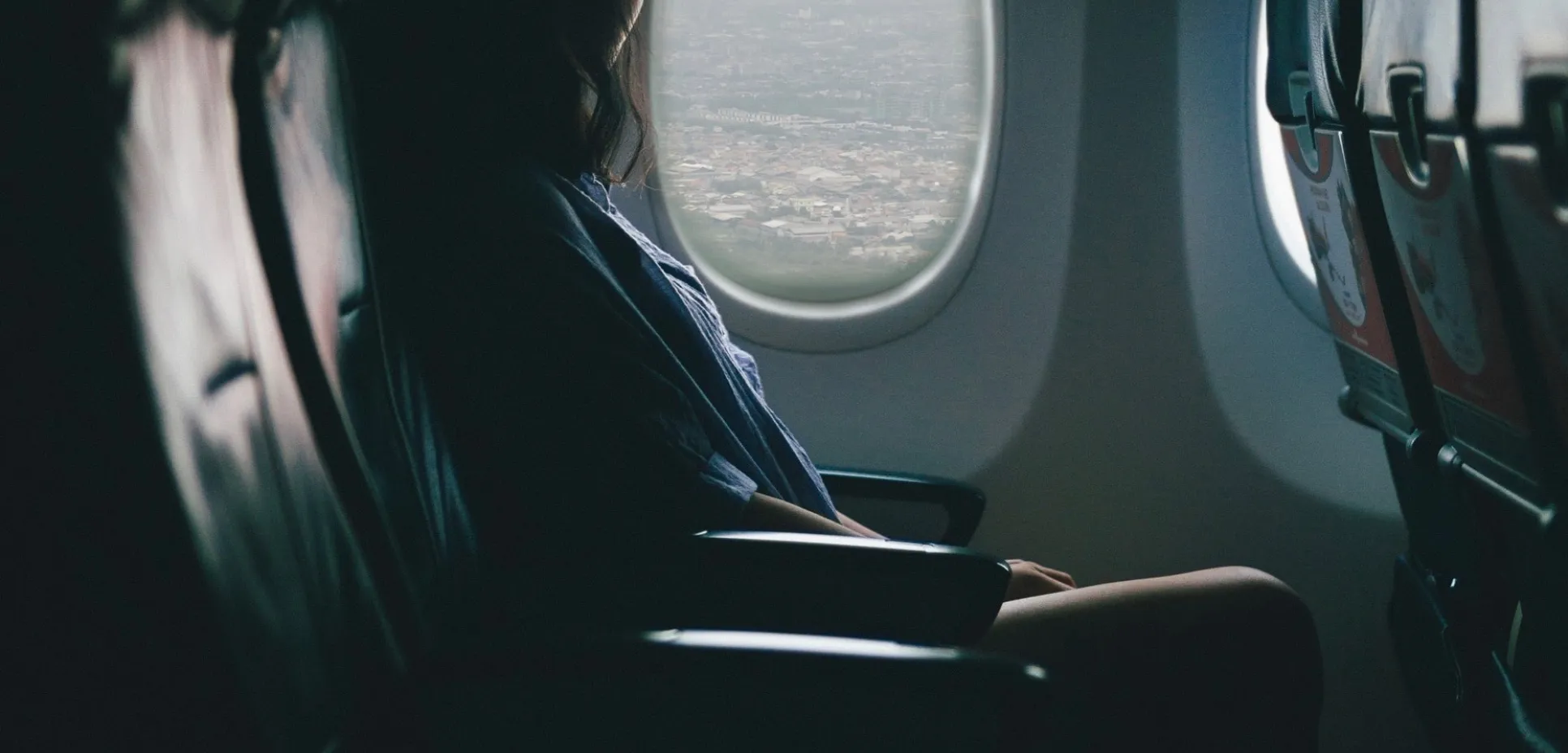 Woman on airplane