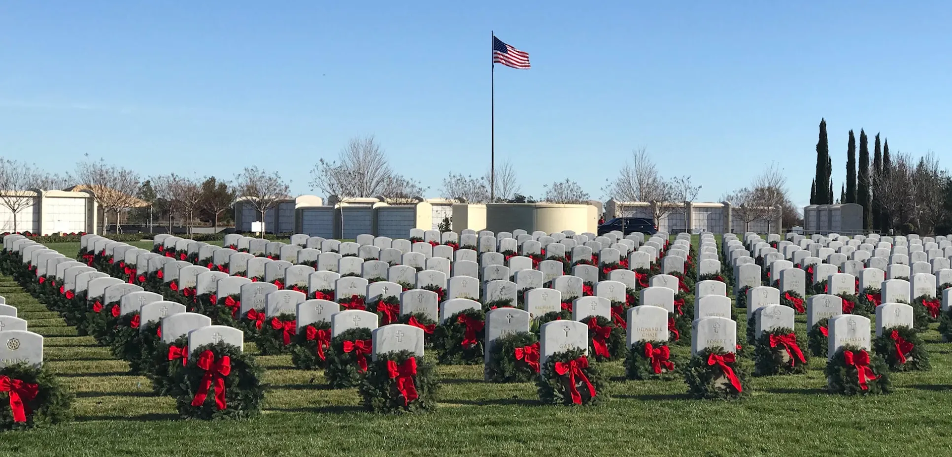 Graves with wreathes