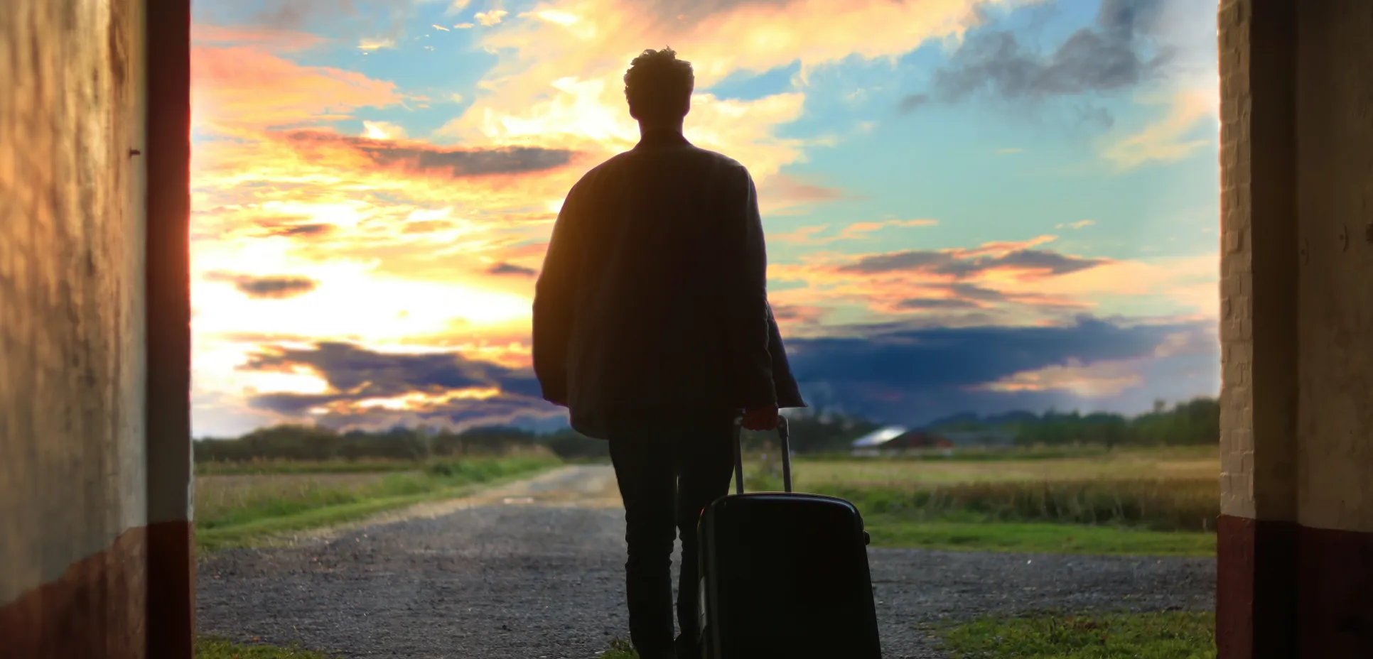 Traveler at sunrise