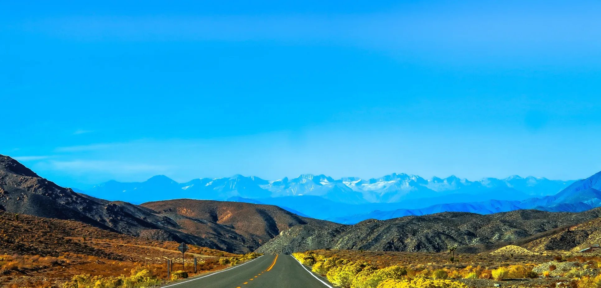 Road, blue sky, countryside