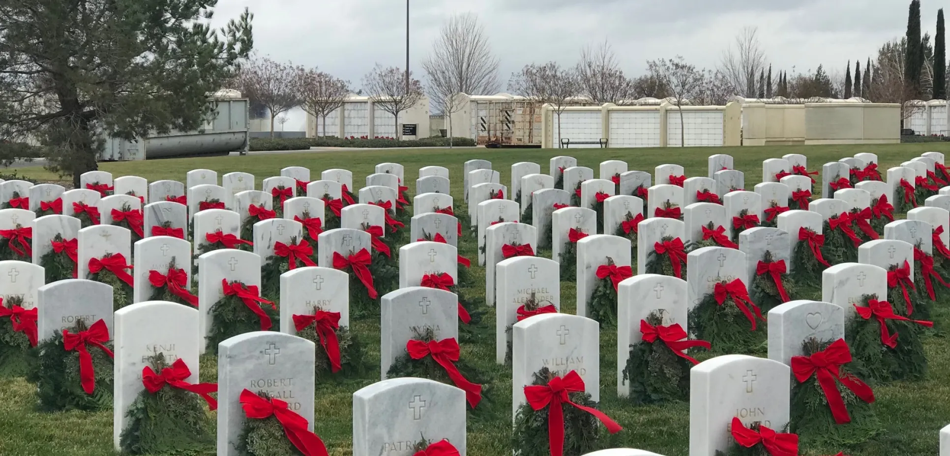 Graveyard with wreaths