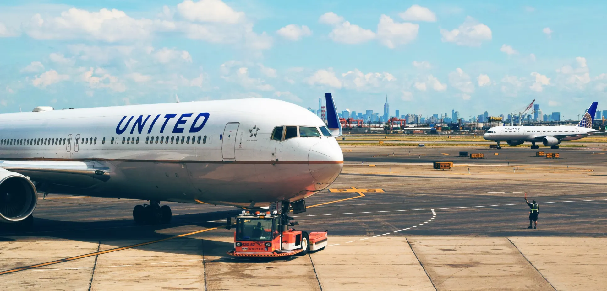 United plane on runway