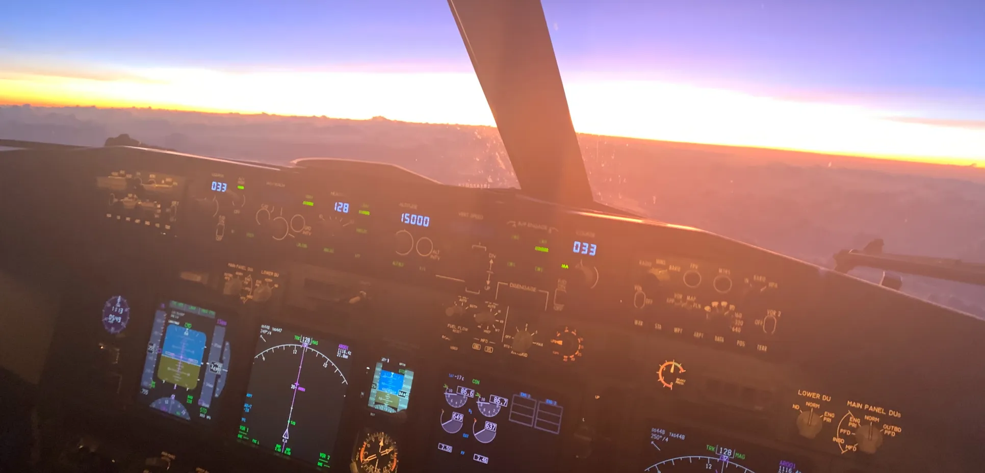 Airplane cockpit and horizon
