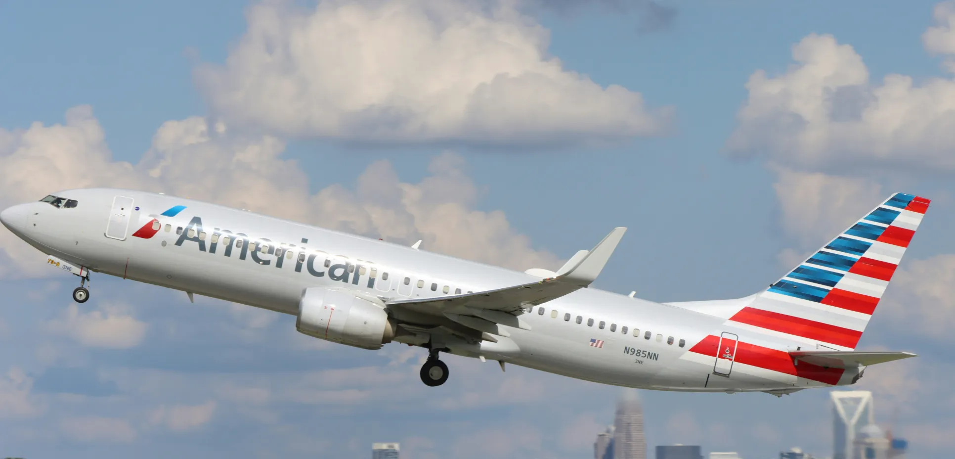 American Airlines plane in clouds
