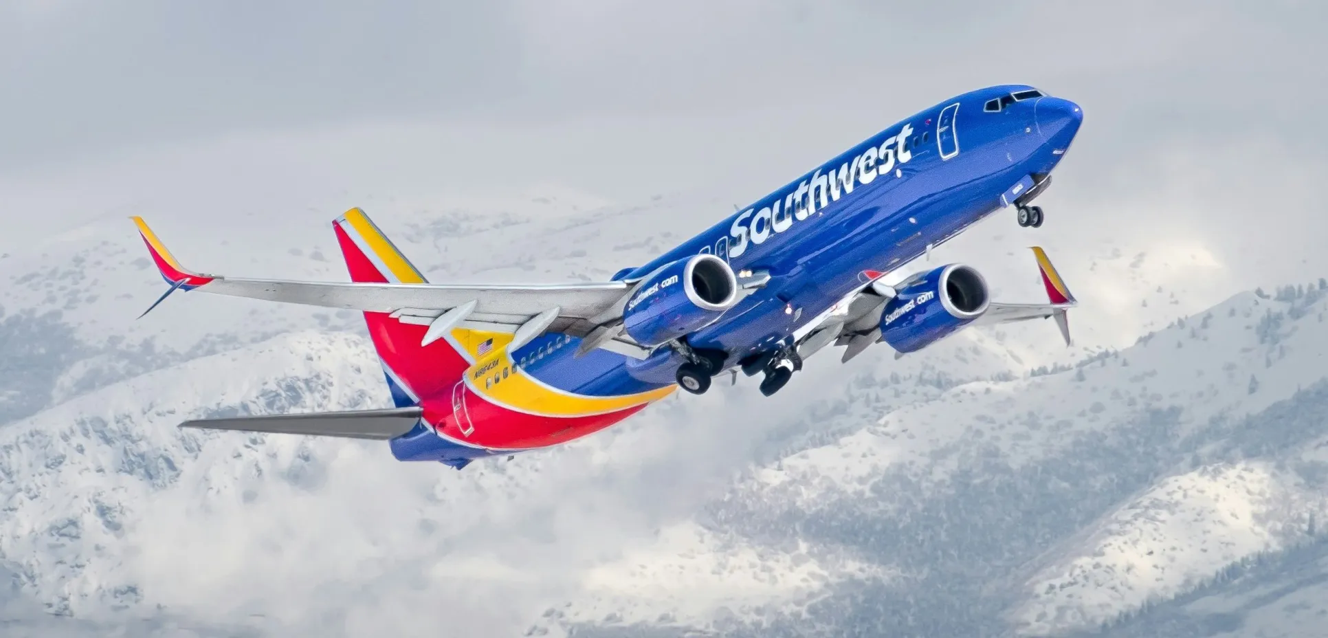 Southwest plane above mountains